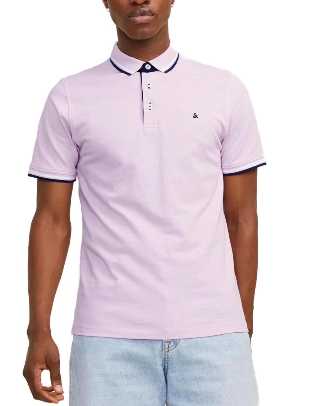 Polo Jack&Jones Paulos rosa manga corta para hombre