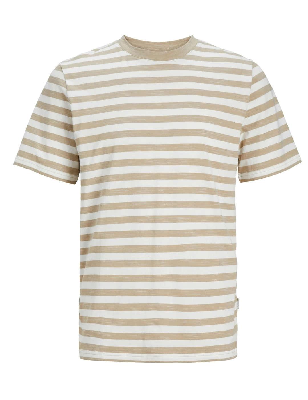 Camiseta Jack&Jones Tampa rayas beige manga corta de hombre