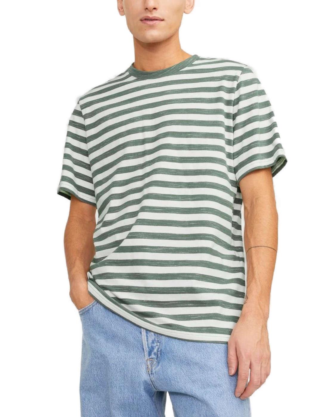 Camiseta Jack&Jones Tampa rayas verde manga corta de hombre