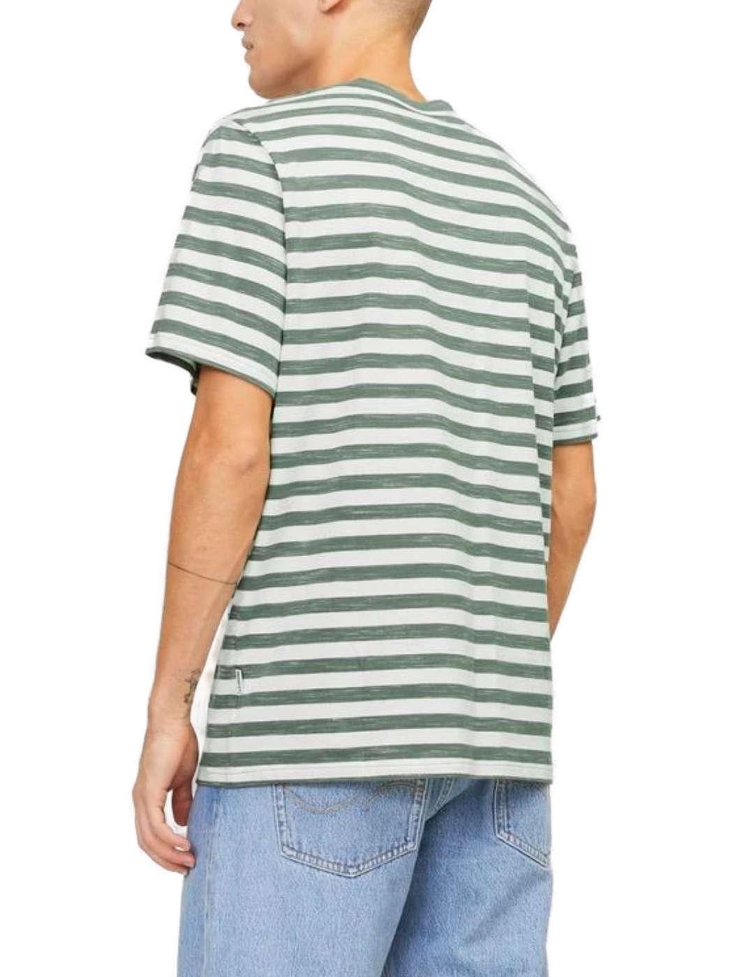 Camiseta Jack&Jones Tampa rayas verde manga corta de hombre