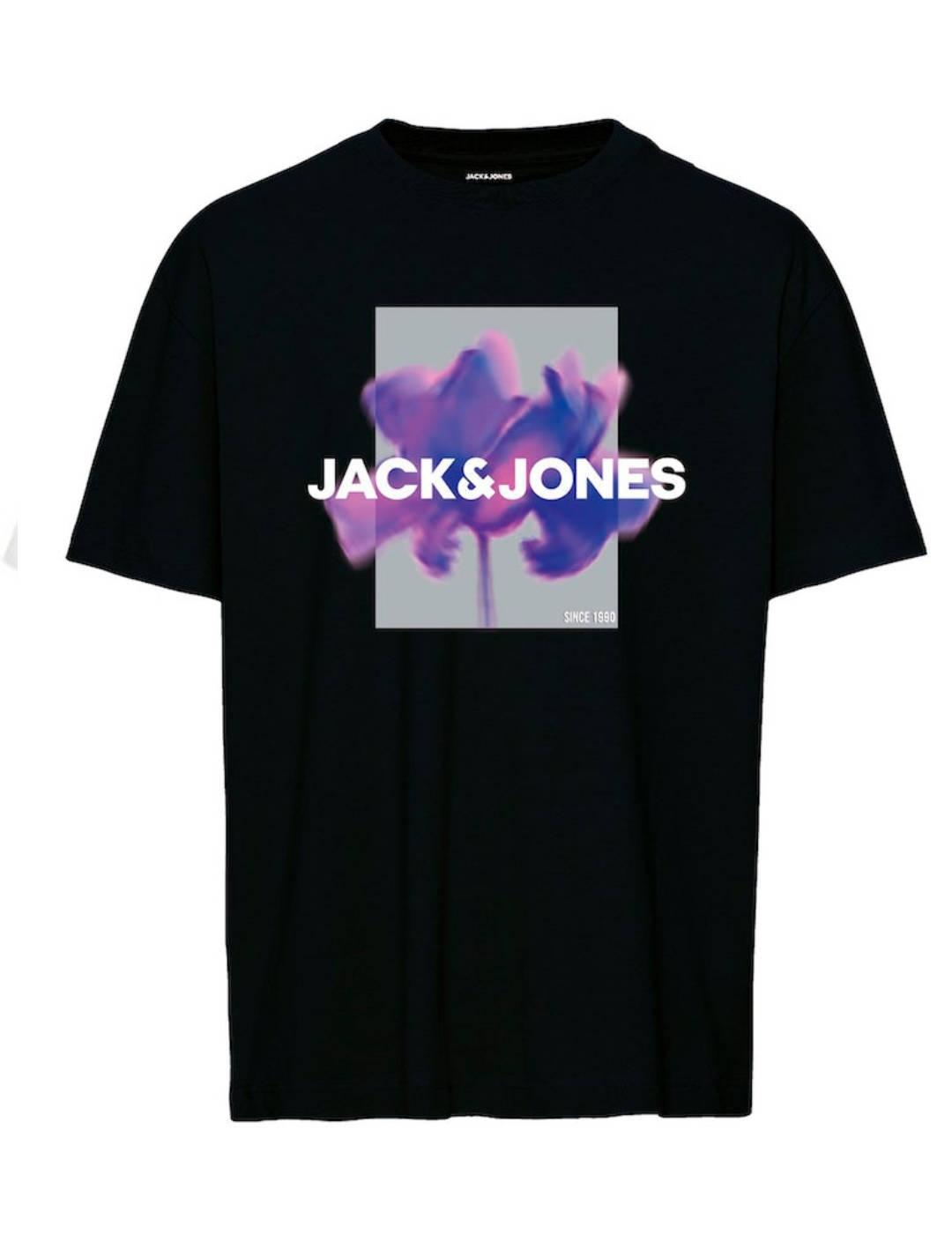 Camiseta Jack&Jones Florals negro manga corta para hombre