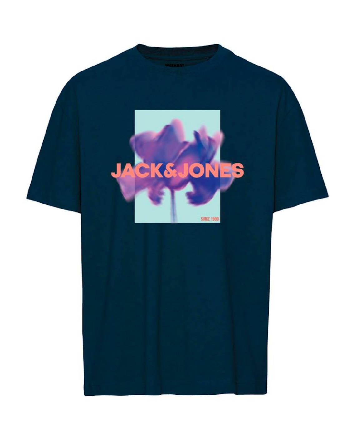 Camiseta Jack&Jones Florals marino manga corta para hombre