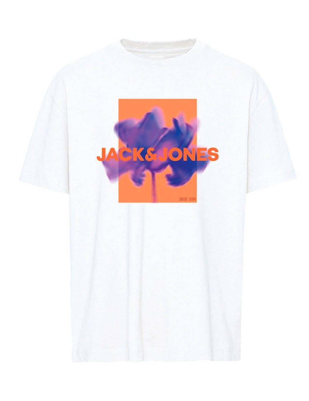 Camiseta Jack&Jones Florals blanco manga corta para hombre