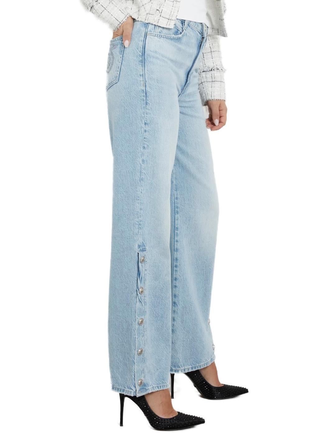 Pantalón vaquero Guess Paz denim azul wide leg para mujer