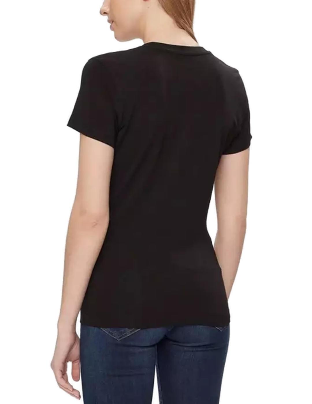 Camiseta Guess Satin trangle negro manga corta para mujer