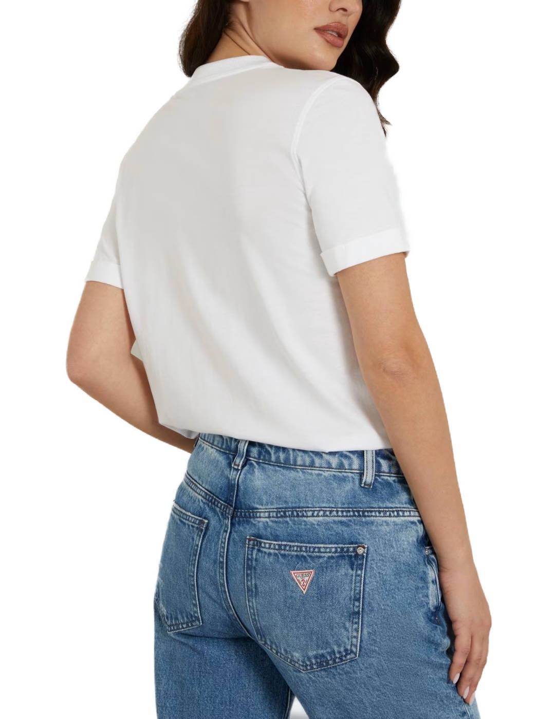 Camiseta Guess Beach triangle blanco manga corta para mujer