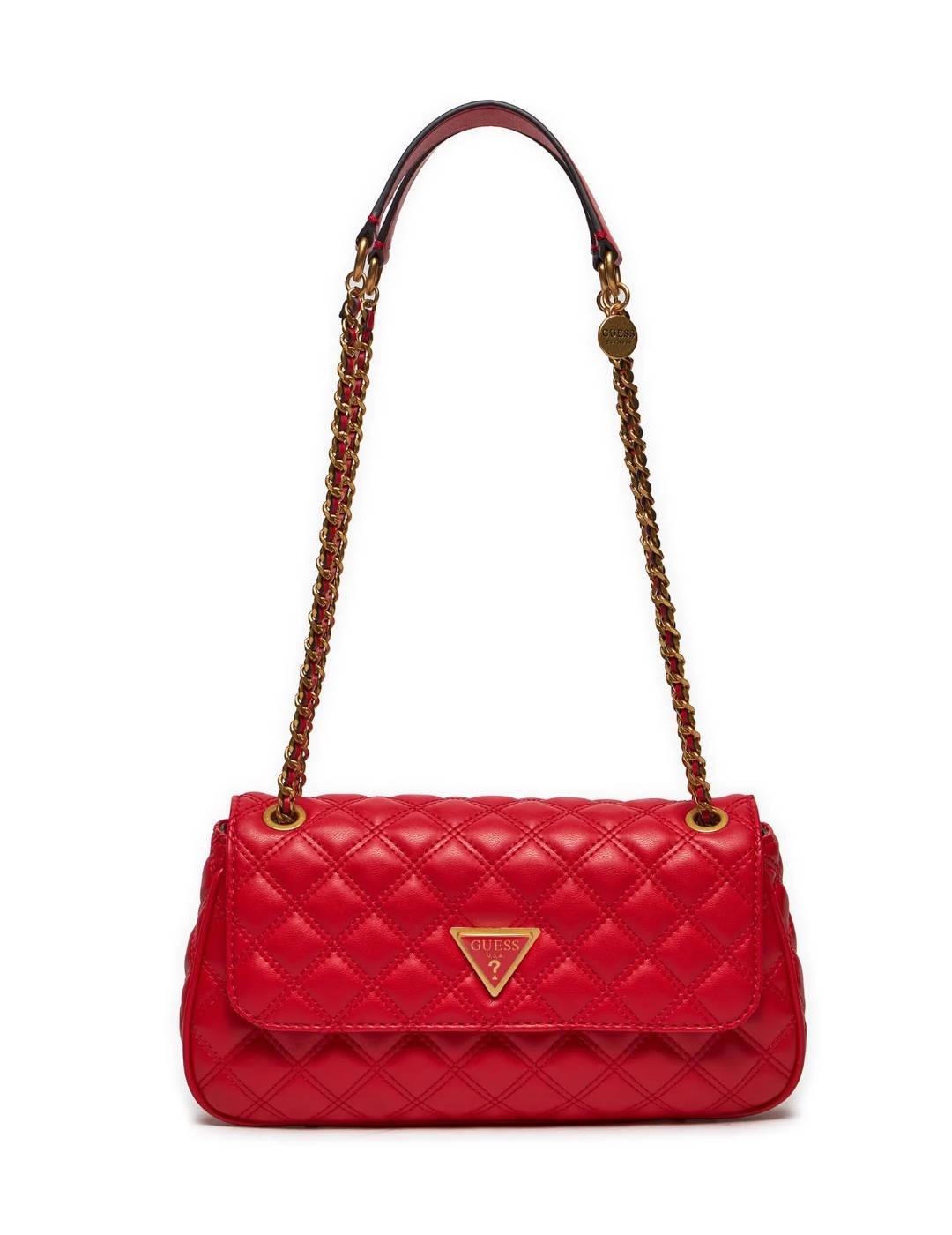 Bolso Guess Giully rojo guateado y solapa para mujer