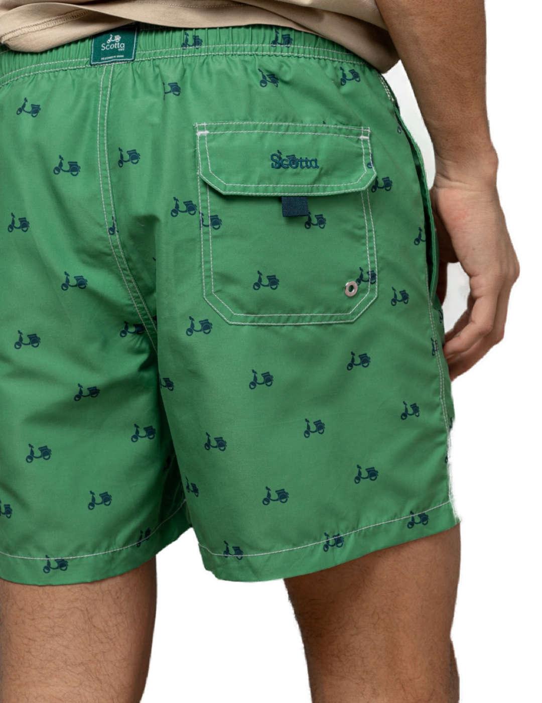 Bañador Scotta Logo verde regular bolsillos para hombre
