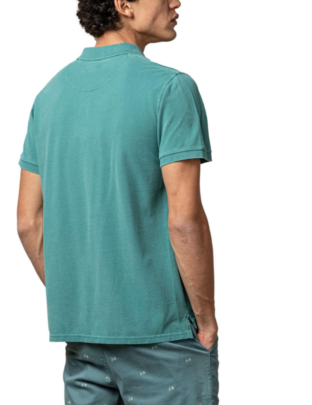 Polo Scotta Garment verde océano manga corta para hombre