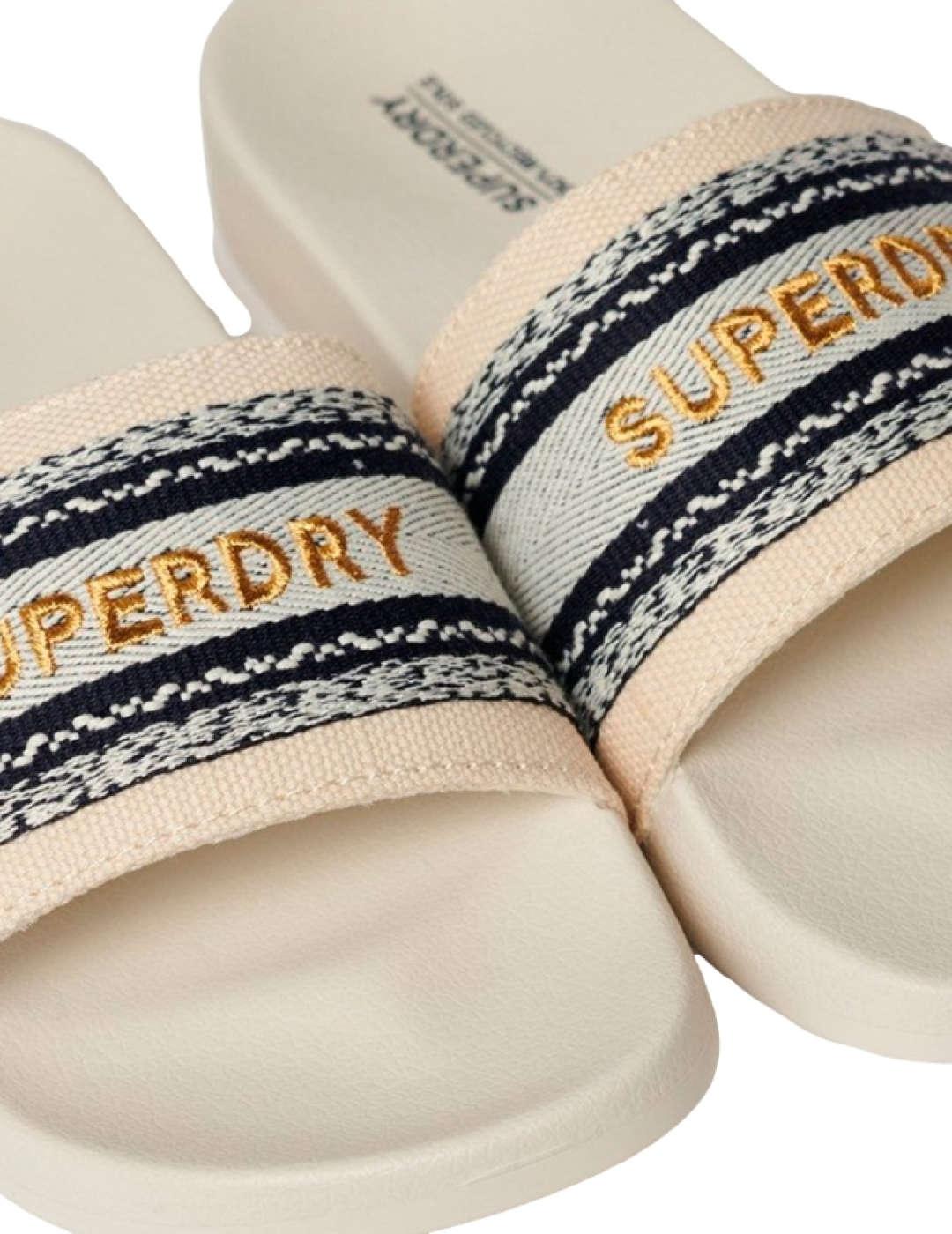 Sandalias Superdry Vegan beige y negro para mujer