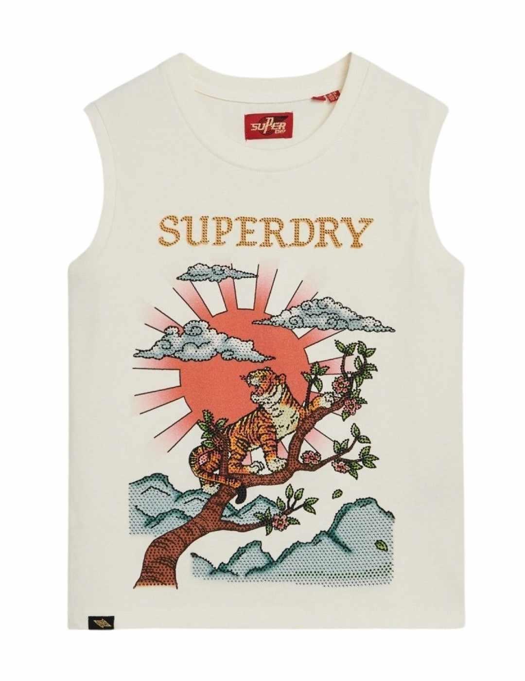 Camiseta Superdry Tattoo blanco manga sisa para mujer