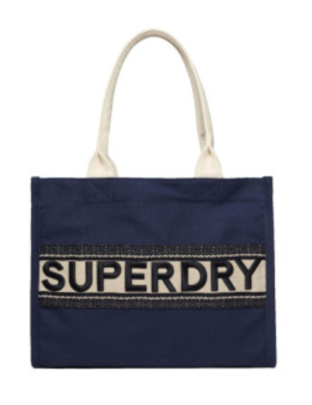 Bolso tote Superdry Luxe azul marino con asas para mujer