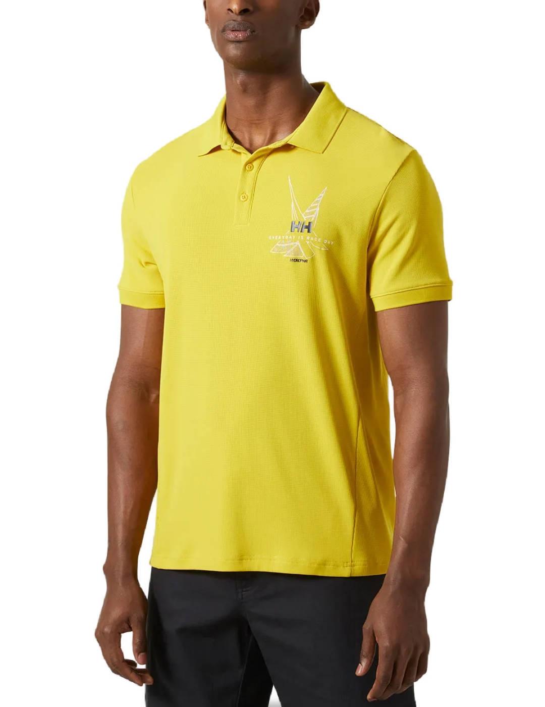 Polo Helly Hansen Race amarillo manga corta para hombre