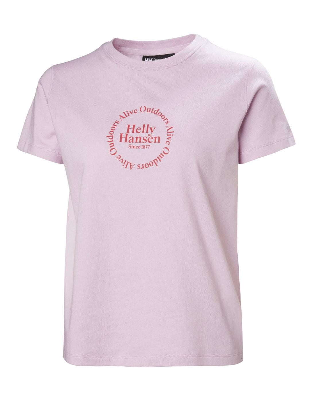 Camiseta Helly Hansen rosa logo tono manga corta para mujer