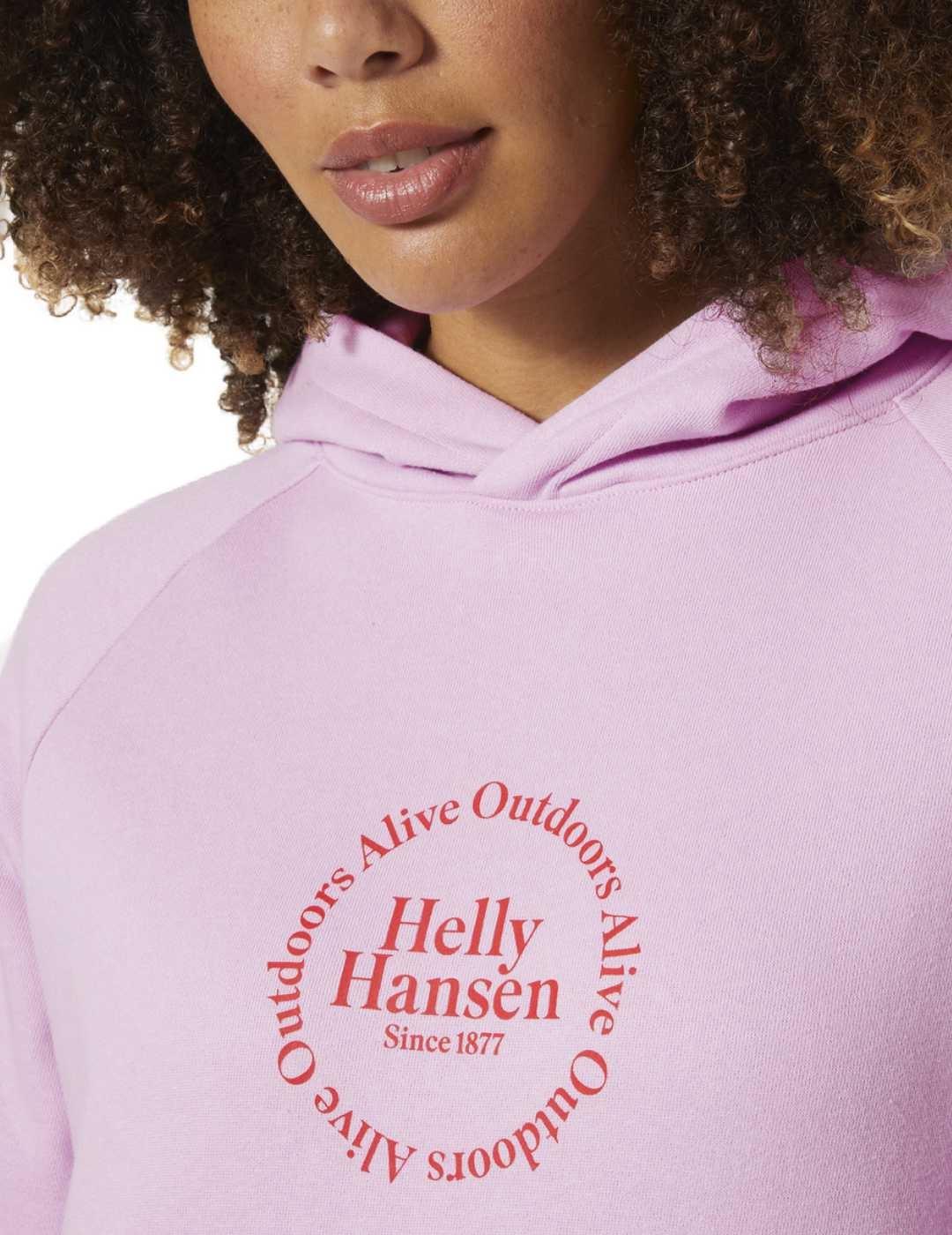 Sudadera Helly Hansen rosa logo tono con capucha para mujer