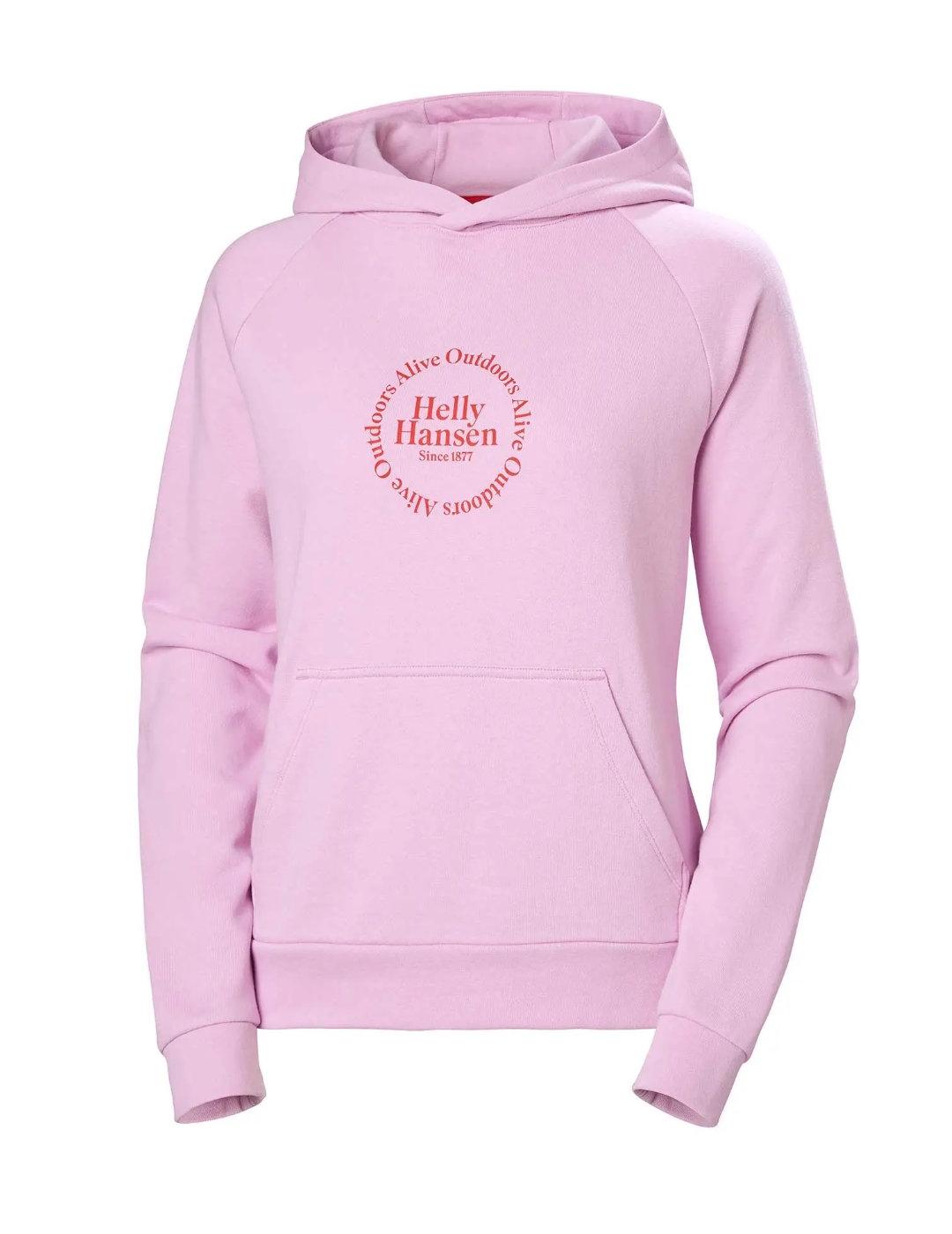 Sudadera Helly Hansen rosa logo tono con capucha para mujer