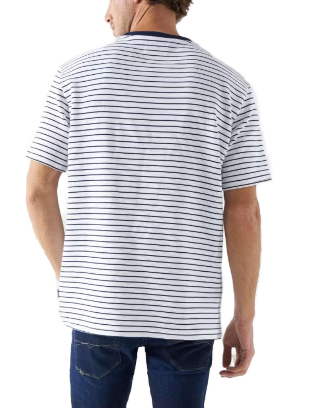 Camiseta Salsa rayas blanca textura con rayas de hombre