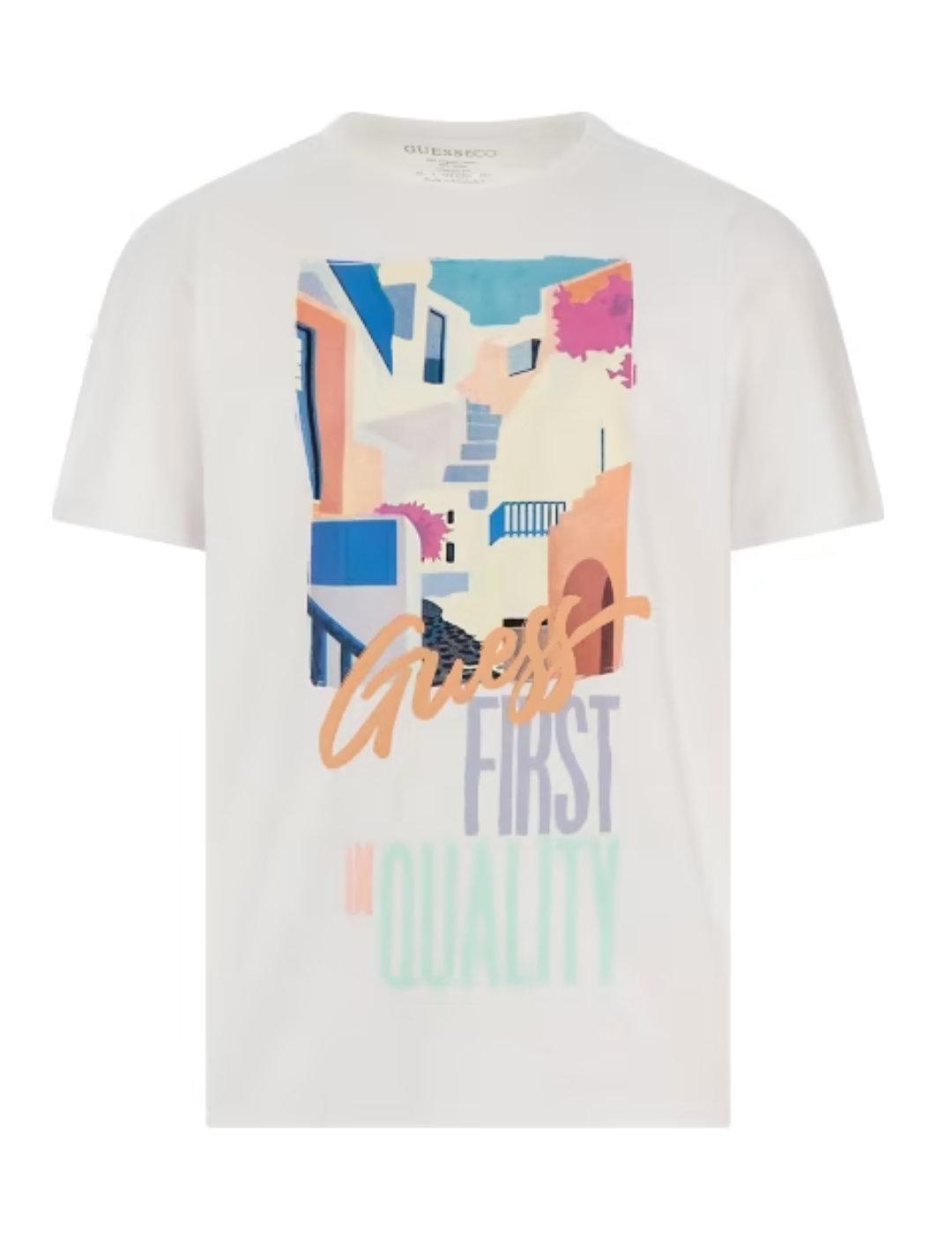 Camiseta Guess First blanca estampada manga corta de hombre