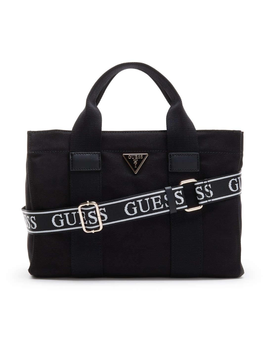 Bolso tote Guess Canvas negro con asas y bandolera de mujer