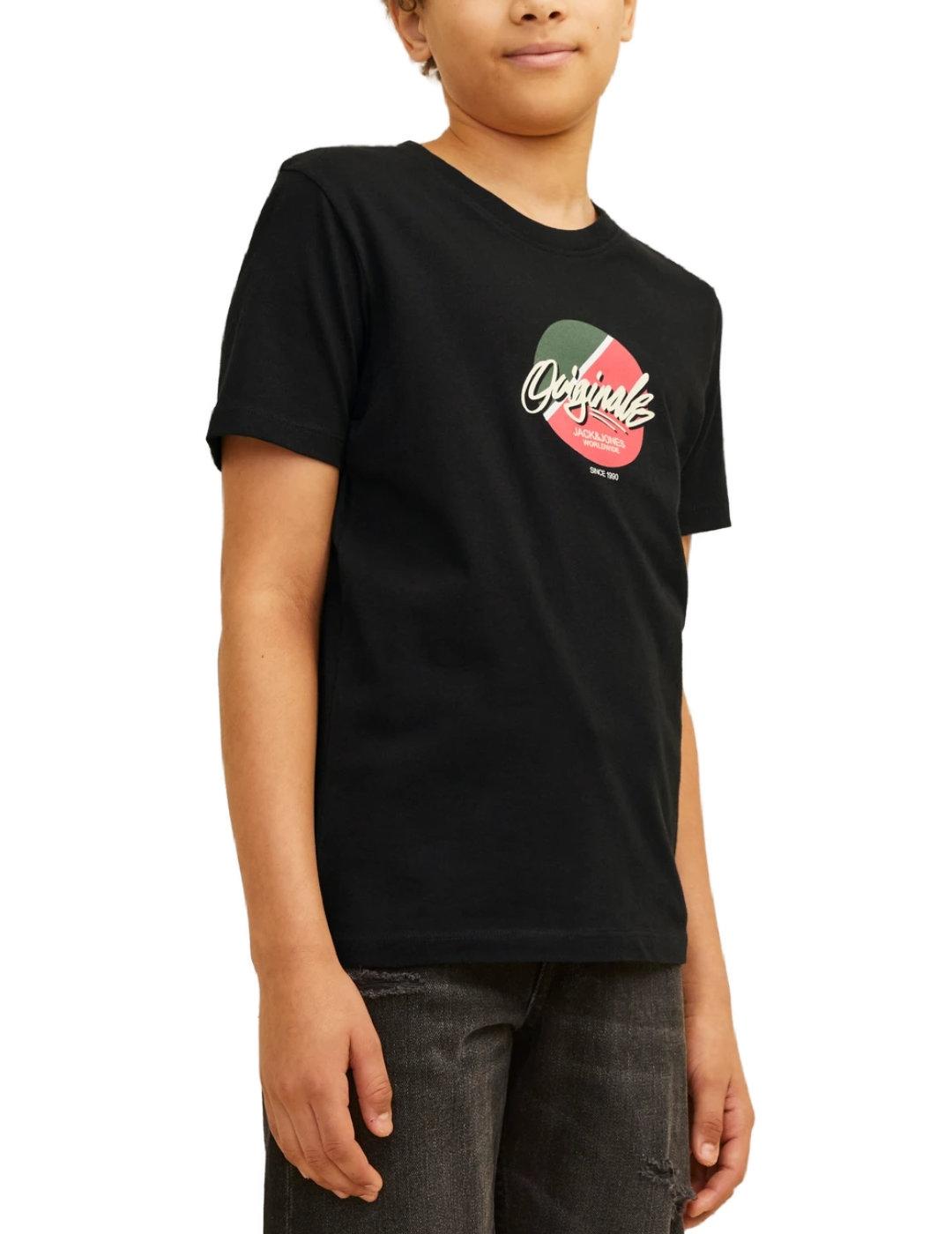 Camiseta Jack&Jones Junior Tampa negro manga corta niño