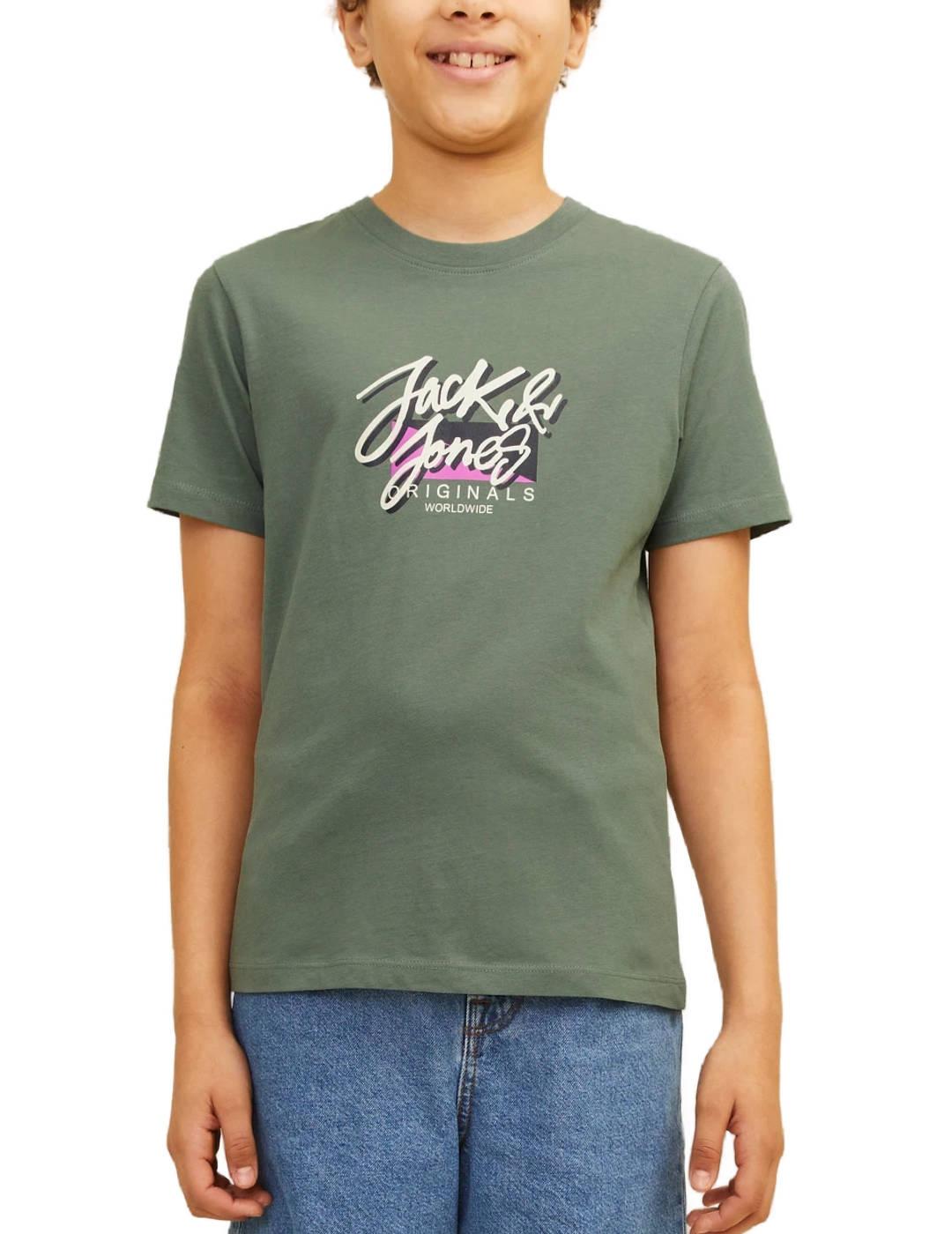 Camiseta Jack&Jones Junior Tampa verde manga corta niño