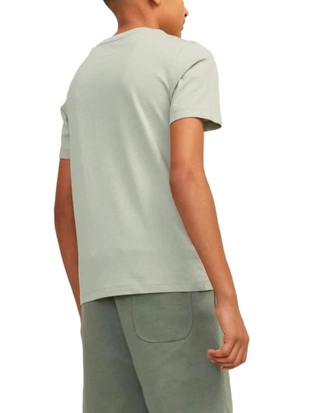 Camiseta Jack&Jones Junior Zipon verde manga corta de niño