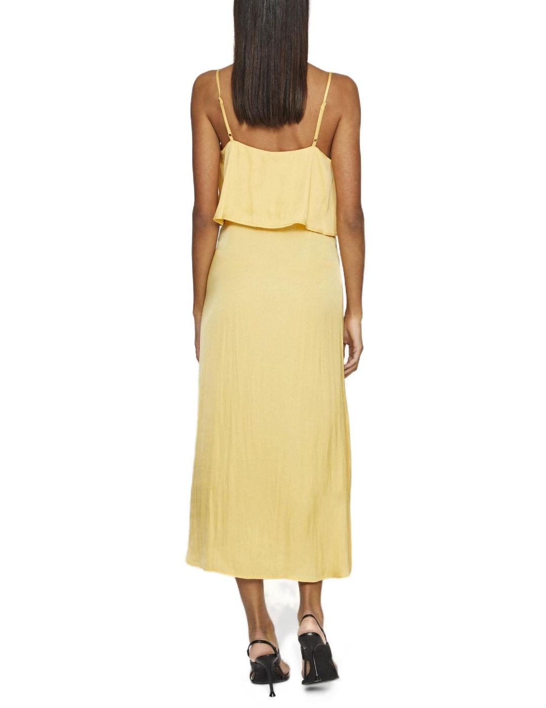 Vestido midi Vila Olina amarillo de tirantes para mujer