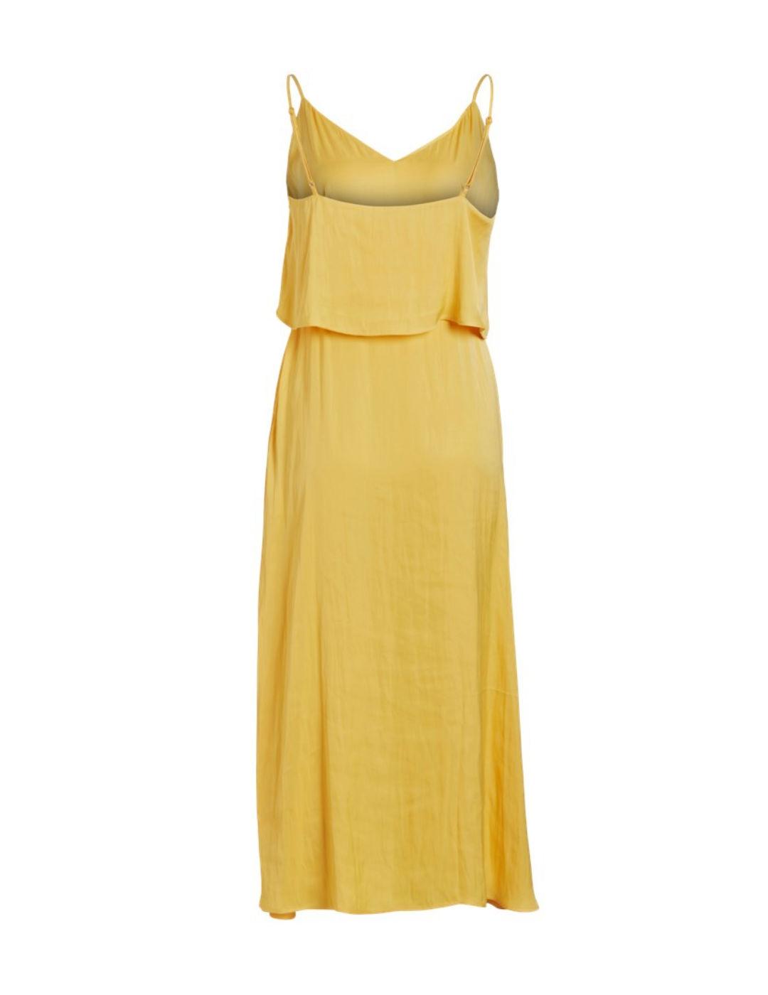 Vestido midi Vila Olina amarillo de tirantes para mujer