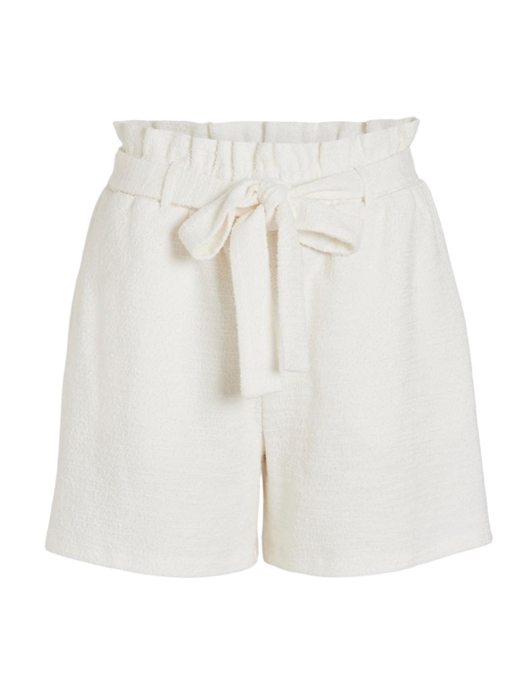 Shorts Vila Amy beige de tela con cinturón para mujer