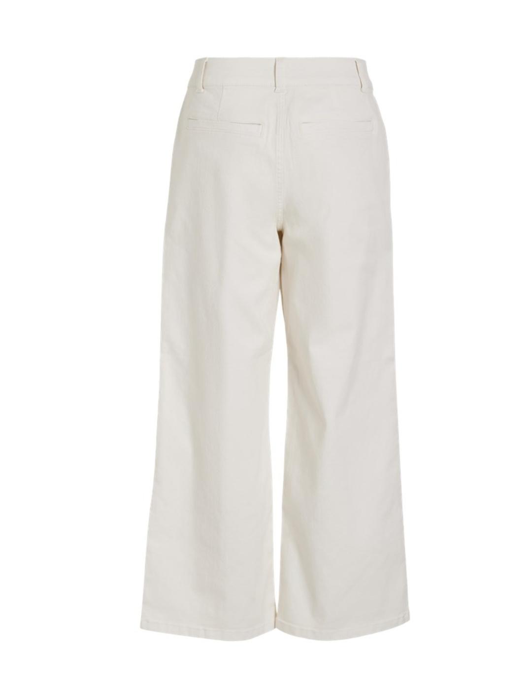 Pantalón vaquero Vila Emma blanco wide leg para mujer