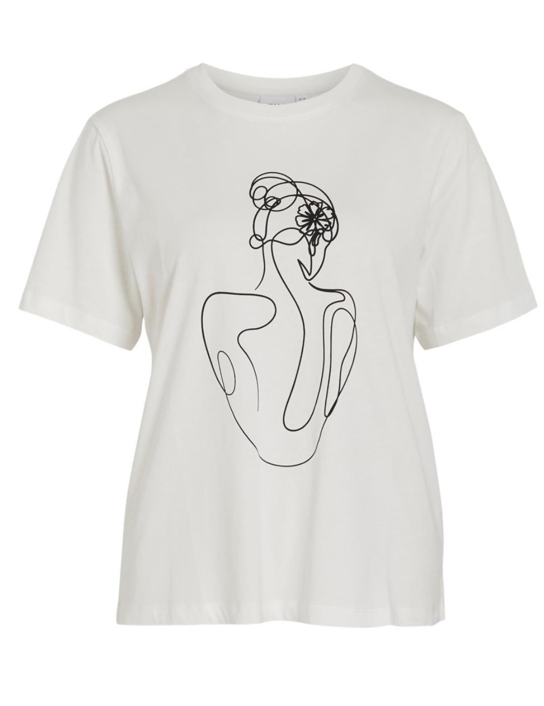 Camiseta Vila Sybil blanca dibujo manga corta de mujer
