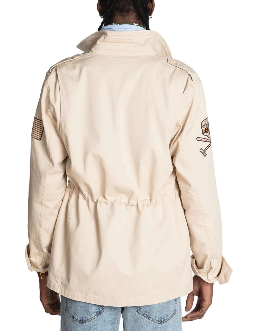 Chaqueta Harper Militar beige con parches para hombre