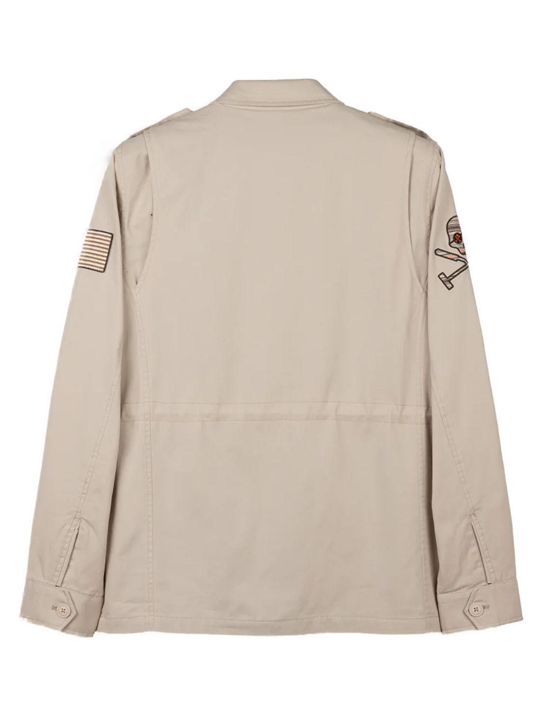 Chaqueta Harper Militar beige con parches para hombre