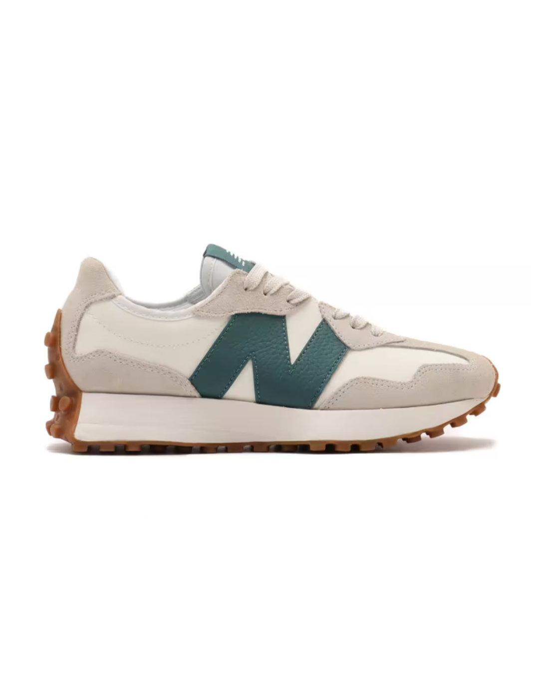 Zapatillas New Balance 327 blanca y verde unisex