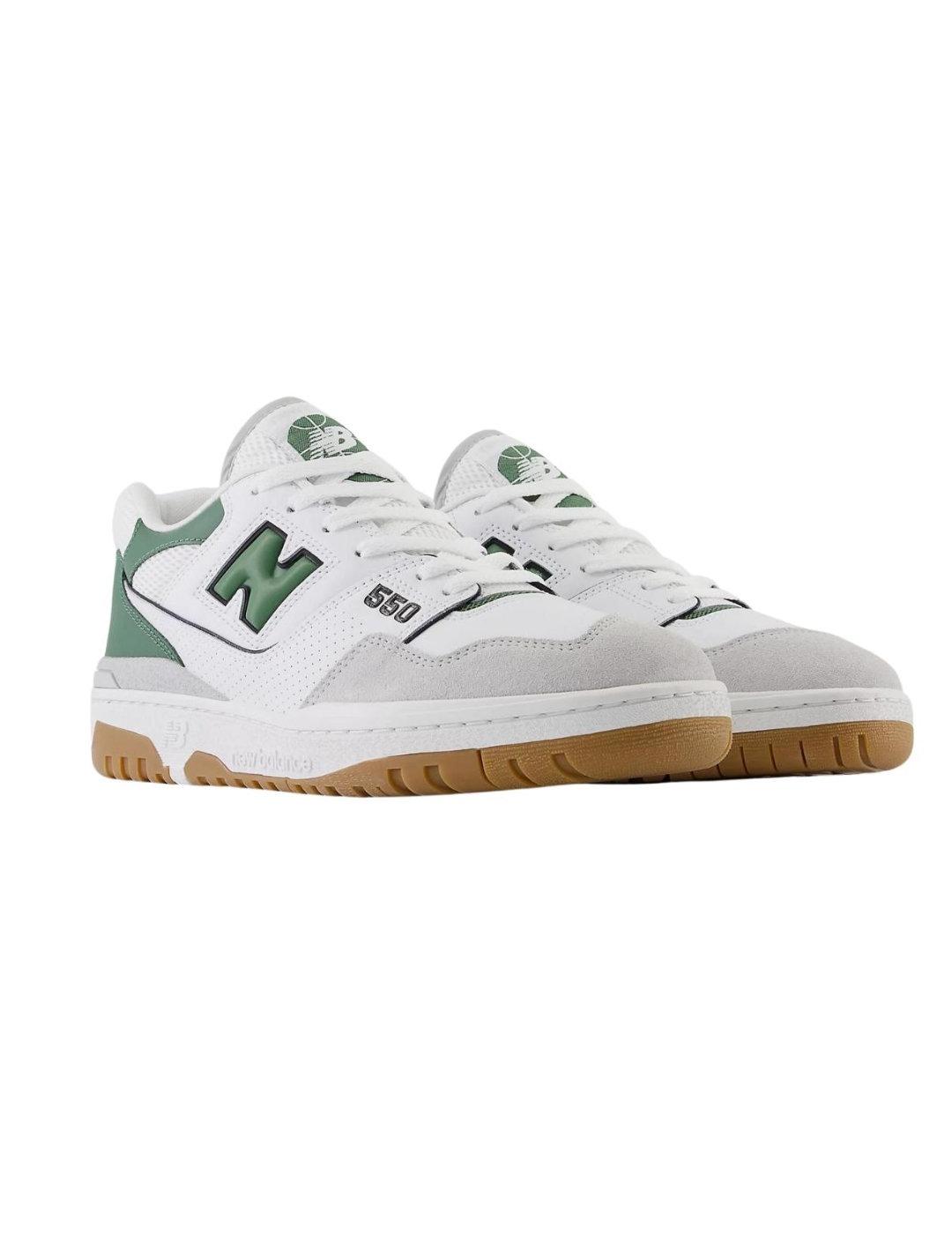 Zapatillas New Balance 550 blanco y verde para hombre