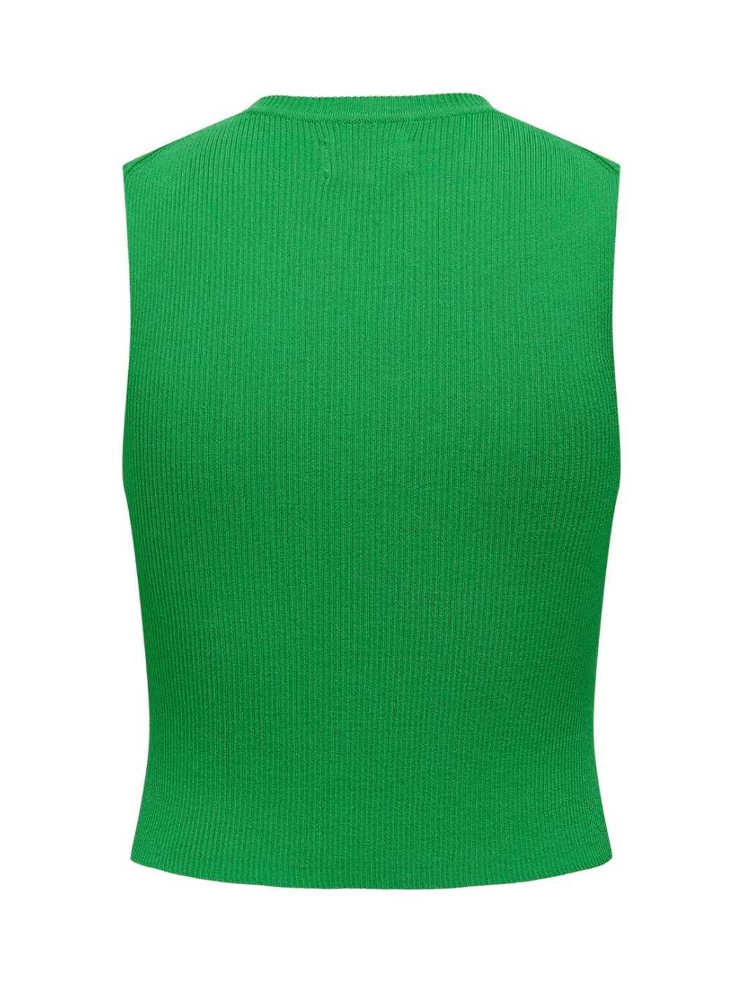 Top de canalé Only Majli verde manga sisa para mujer