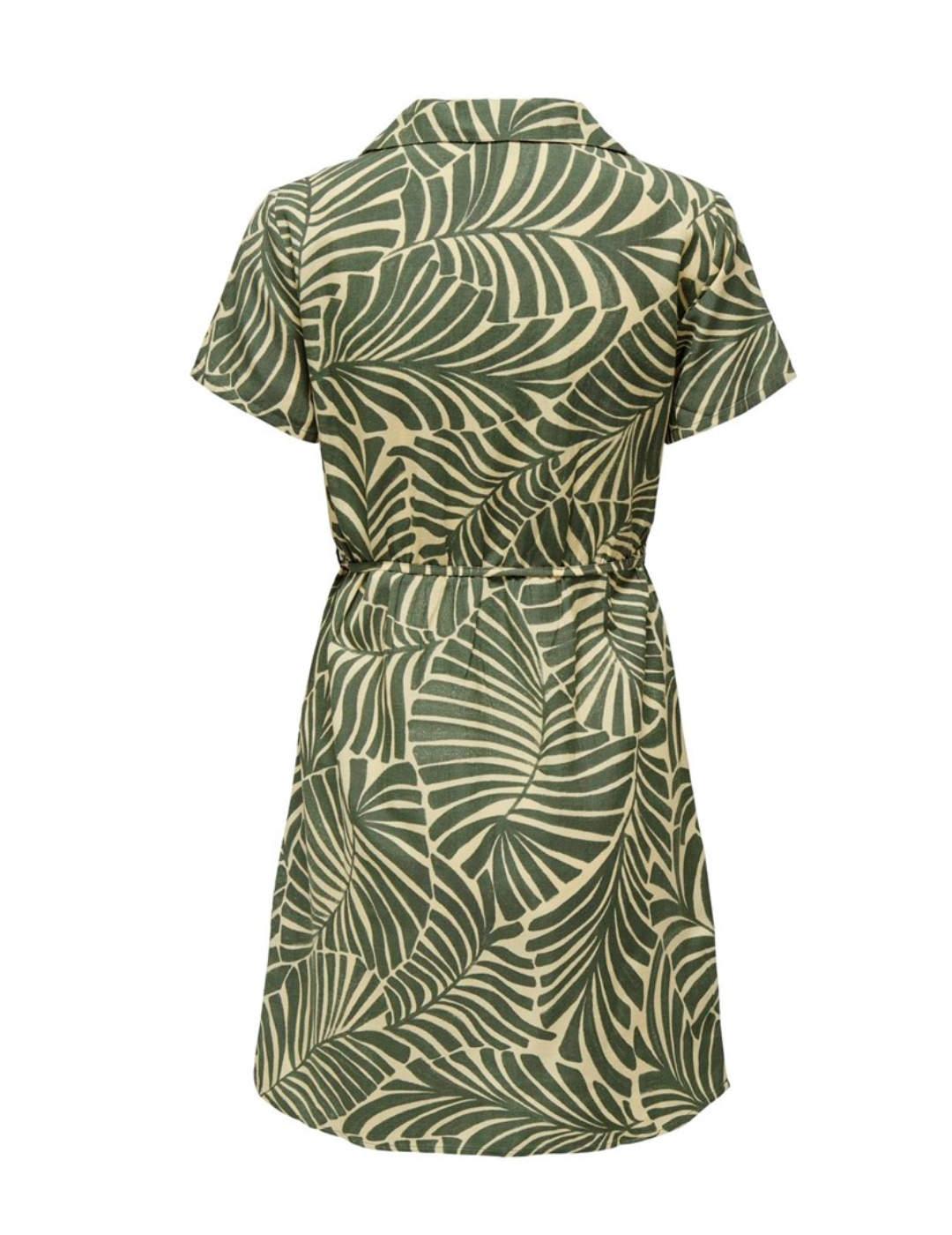 Vestido Only Callie verde estampado manga corta para mujer