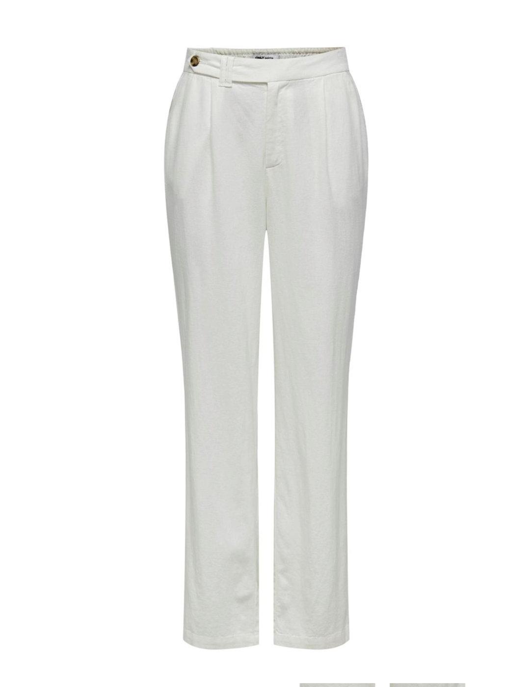 Pantalón Only Caro blanco de lino slim para mujer