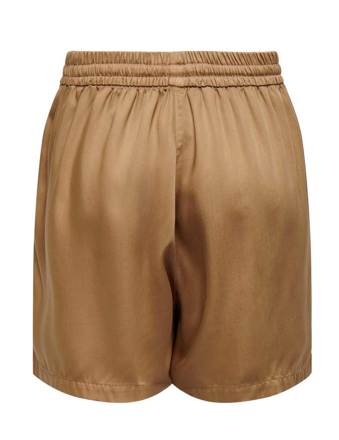 Short Only Kenya camel de tela holgado para mujer
