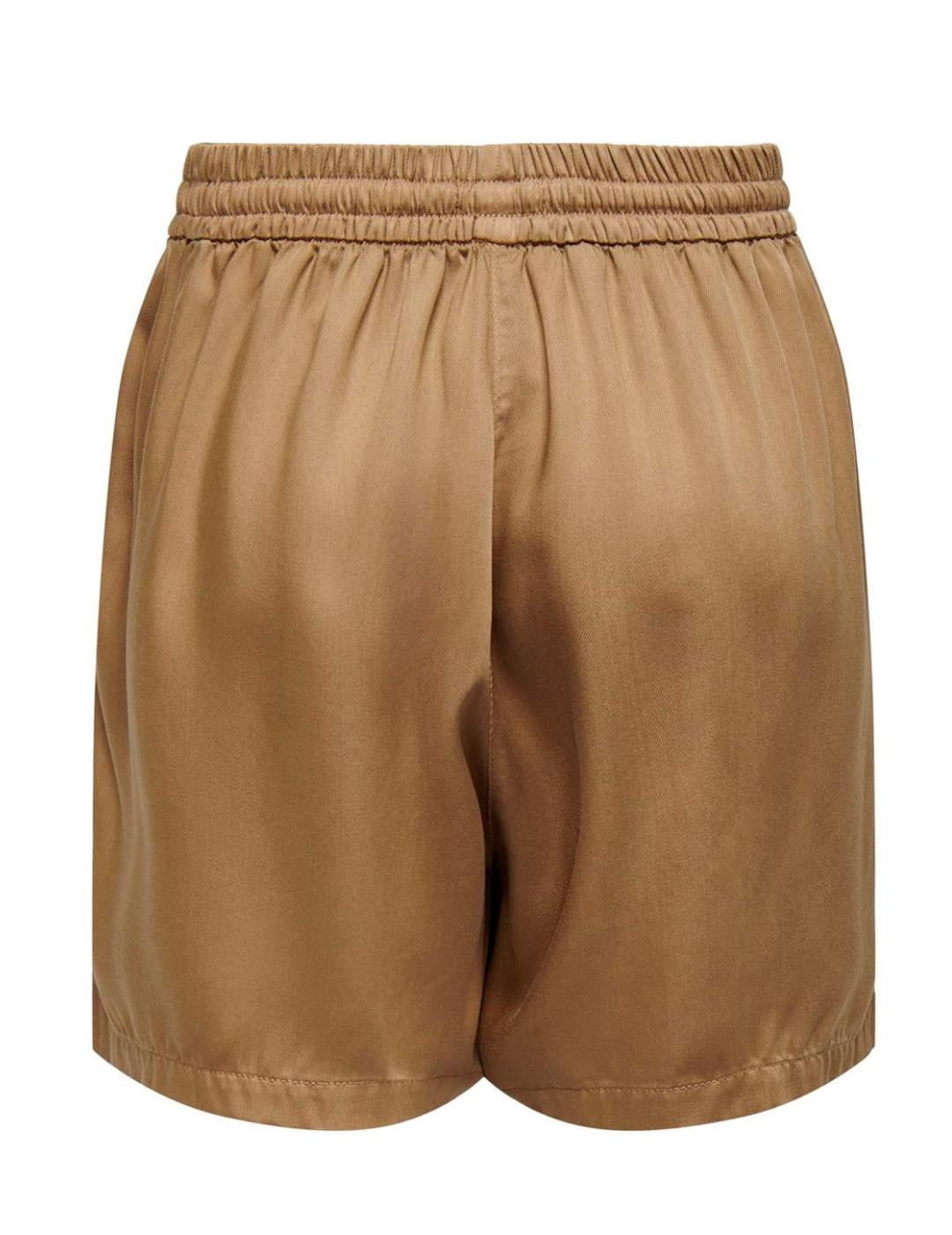 Short Only Kenya camel de tela holgado para mujer