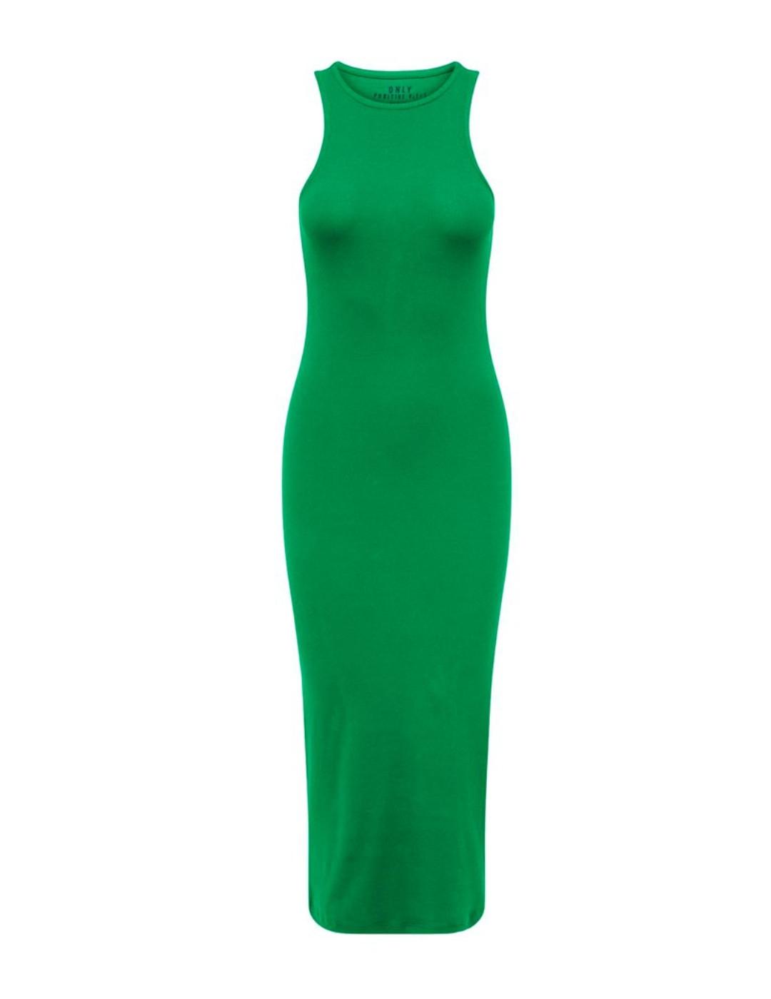 Vestido Only Betty midi verde de canalé para mujer