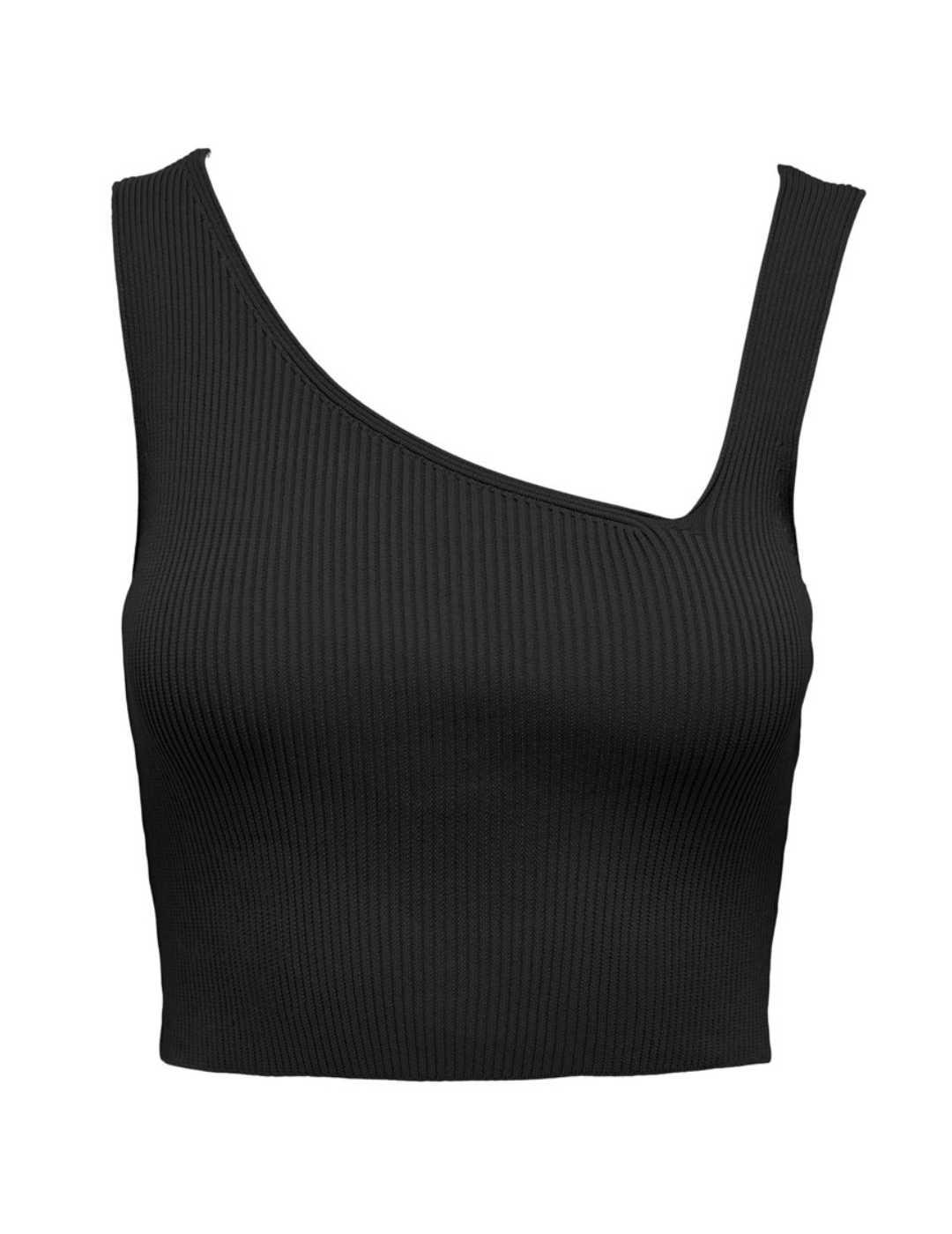 Top Only Tatianna negro asimétrico escote en V para mujer