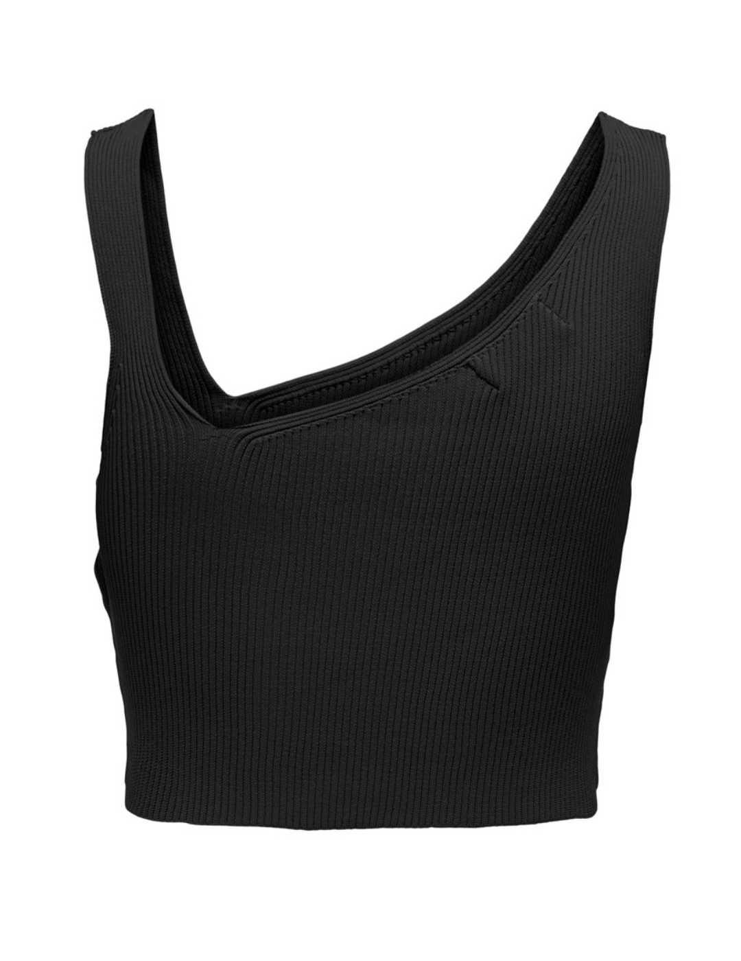 Top Only Tatianna negro asimétrico escote en V para mujer