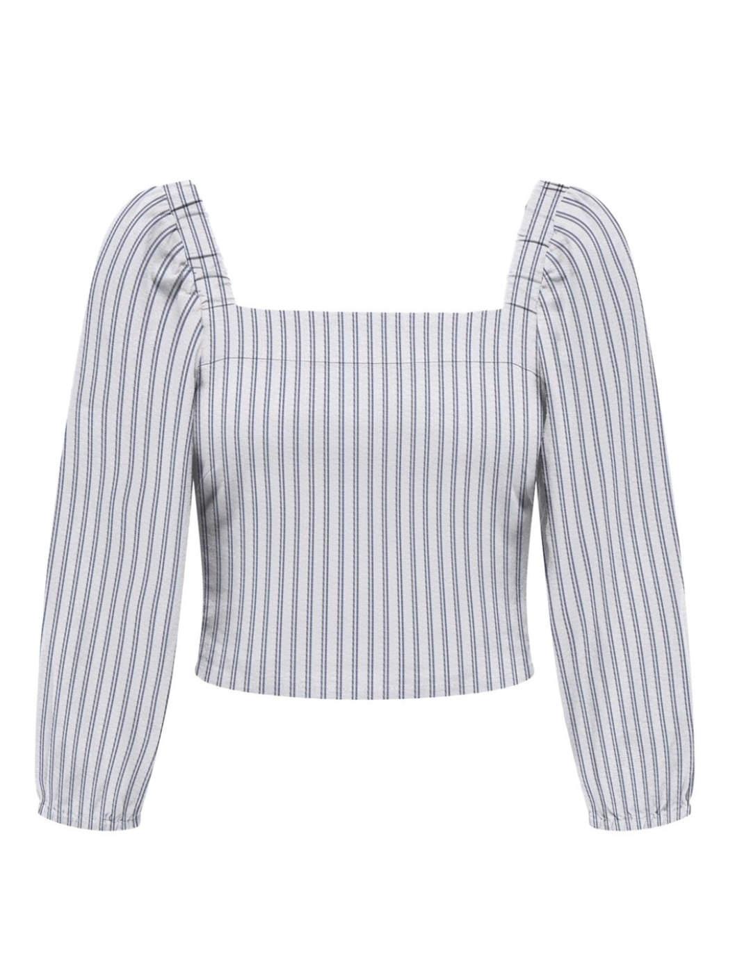 Top Only Caro blanca rayas marino de lino para mujer