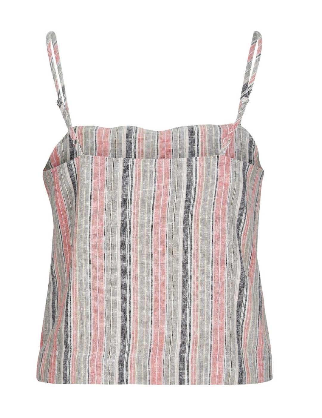 Top JJXX Raya lino beige rayas tirantes para mujer