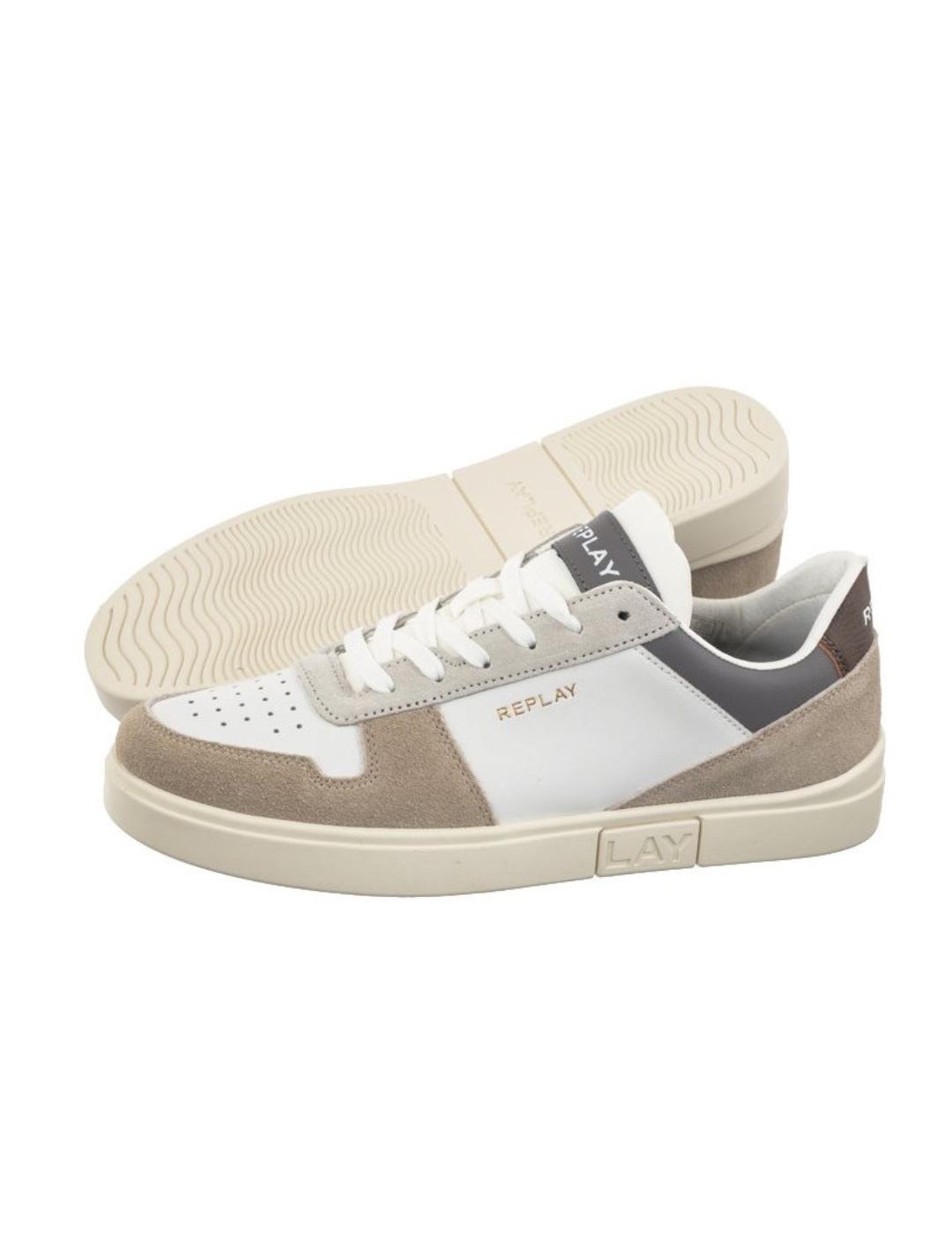 Zapatilla Replay Polys court blanco y beige de hombre