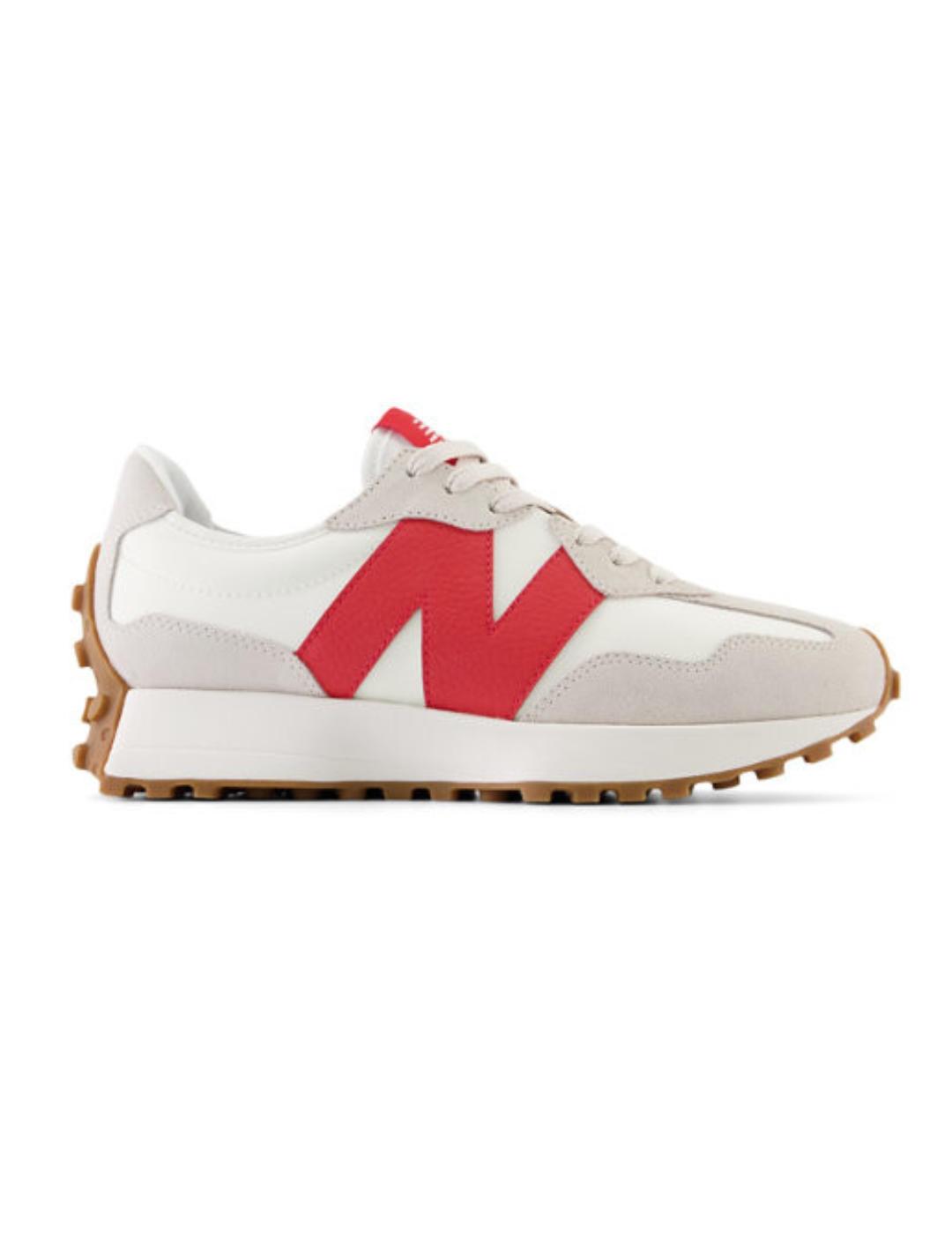 Zapatillas New Balance 327 blanca N rojo unisex