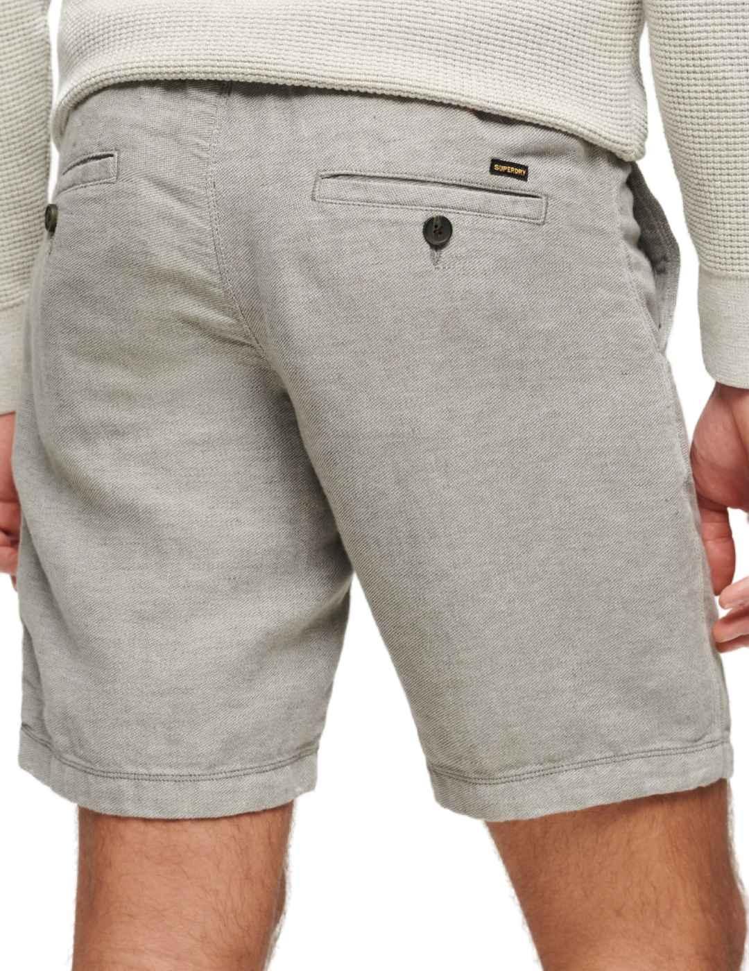 Bermuda Superdry lino gris slim para hombre