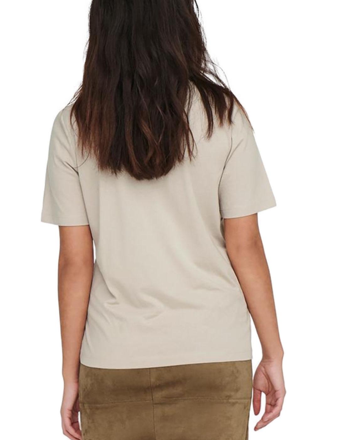 Camiseta Only Lonly beige manga corta para mujer