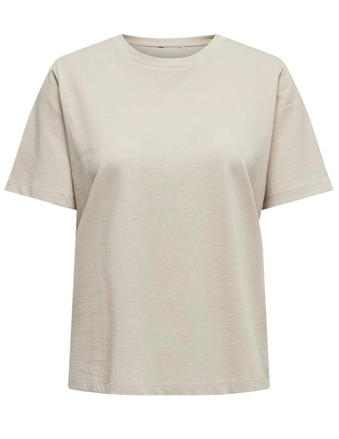 Camiseta Only Lonly beige manga corta para mujer